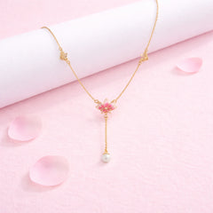 Lotus Glow 925 Silver Necklace with Pearl