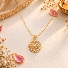 Roovi 925 Silver Sun Kissed Gold Plated Flower Gold Necklace