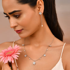 Roovi Lush Flora Drop Earrings in 925 Silver
