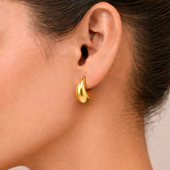 Sterling Silver 925 Teardrop Hoop Earrings for Women | 22kt Gold Plated Minimal Lightweight Daily Wear