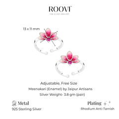 Laxmi's Grace Lotus Toe Rings in 925 Silver