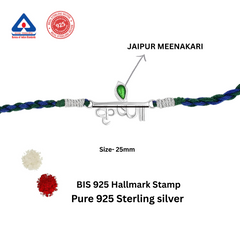 Roovi Real 925 Silver Krishna Rakhi for Brother with Meenakari