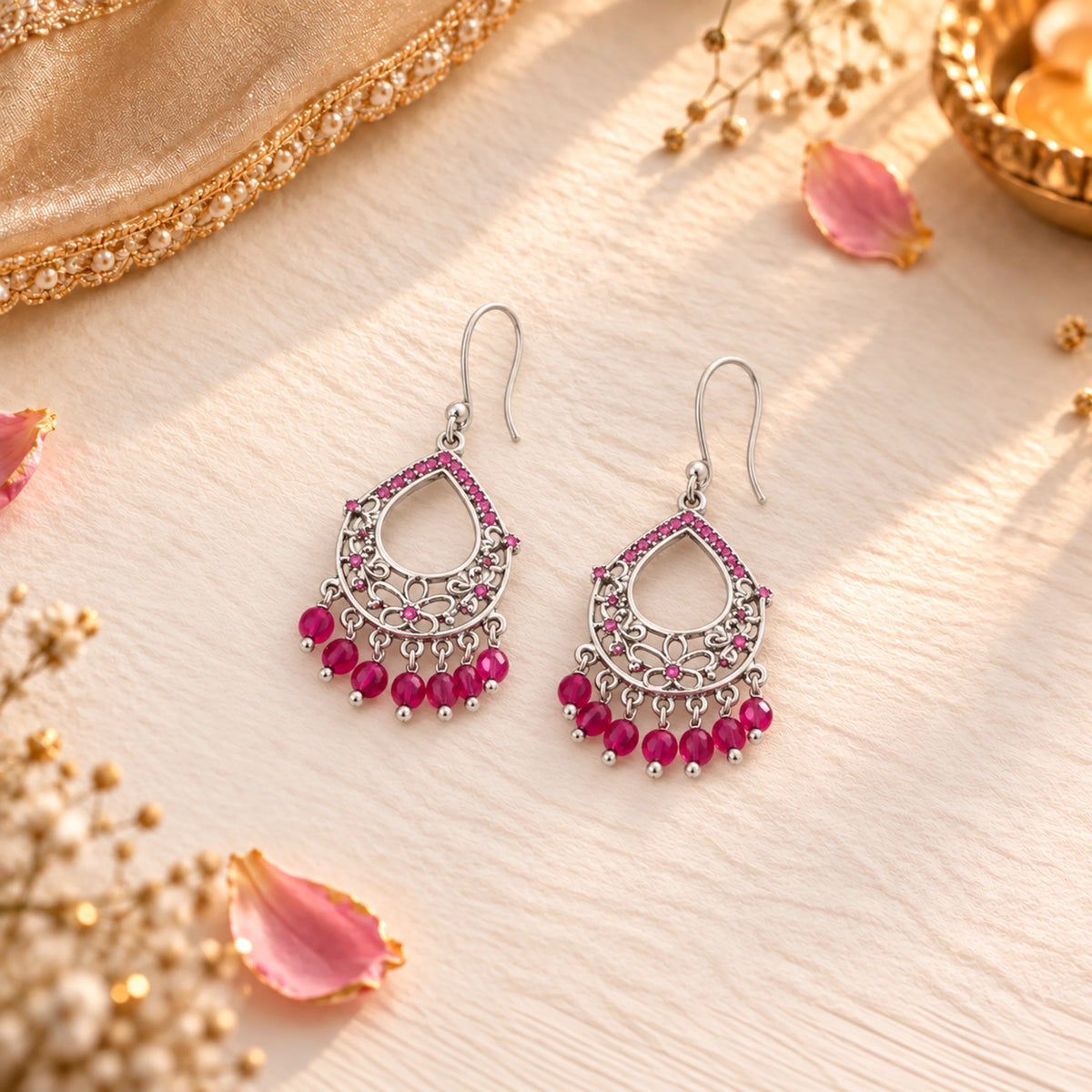 Mehak 925 Silver Oxidised Jhumki Earrings for Women