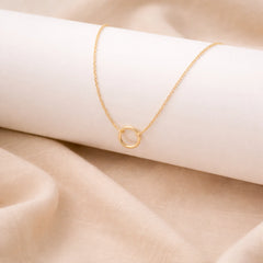 925 Sterling Silver Gold Plated Halo Pendant Necklace for Women | Lightweight Minimal Chain Necklace