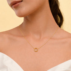 925 Sterling Silver Gold Plated Halo Pendant Necklace for Women | Lightweight Minimal Chain Necklace