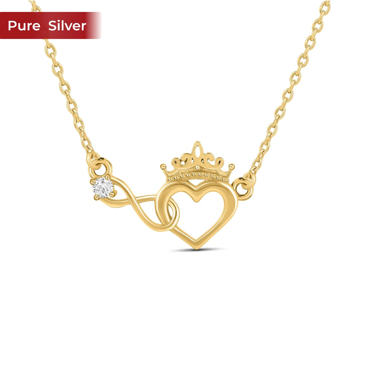 Roovi 925 Sterling Silver Gold Plated Infinity Heart Necklace for Women | Minimal Necklace