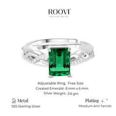 Pure 925 Silver Emerald Ring for Sale