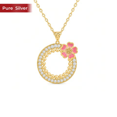 Roovi Flora Belle 925 Silver Pendant with 22kt Gold Plated Chain