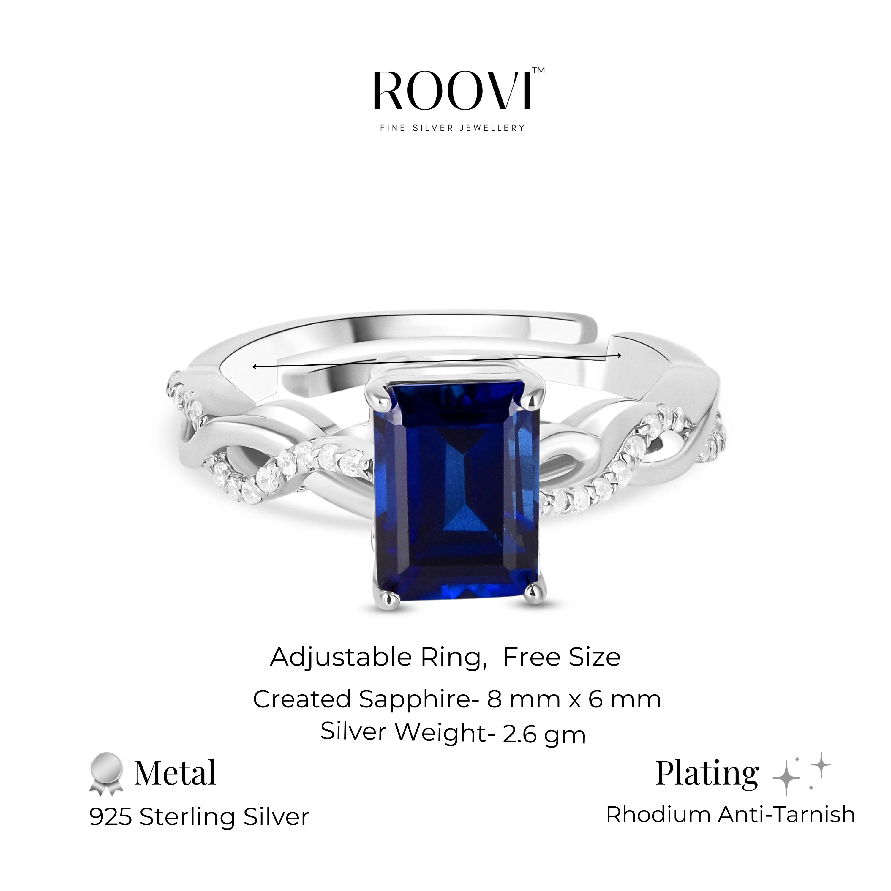 Shop Pure 925 Silver Ring with Blue Sapphire