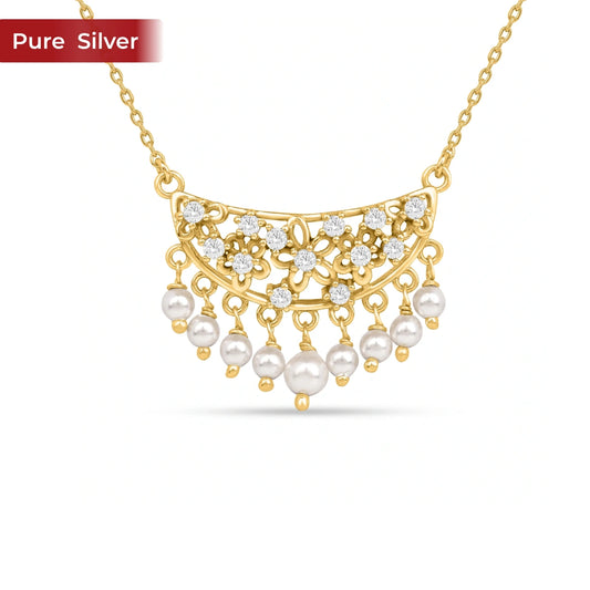Roovi Moonlight Necklace for Women in  925 Sterling Silver | 22kt Gold Plated Minimal Design