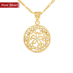 Roovi 925 Silver Sun Kissed Gold Plated Flower Gold Necklace