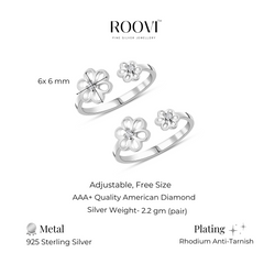 Online Purchase of 925 Silver Flower Toe Ring for Women