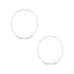 Love Notes 925 Silver Anklet for Women I 2 Pc