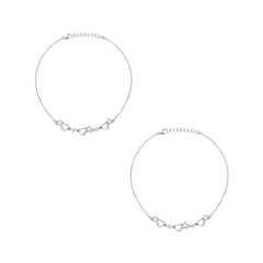 Linked My Heart & Star to You 925 Silver Anklet for Women I 2 Pc