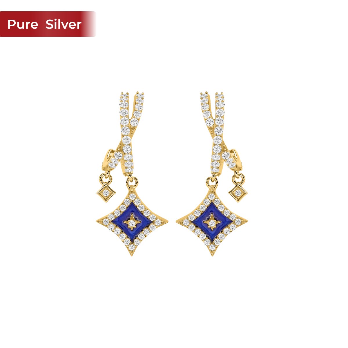 Roovi Zara 925 Sterling Silver Hoop Earrings with 22KT Gold Plated