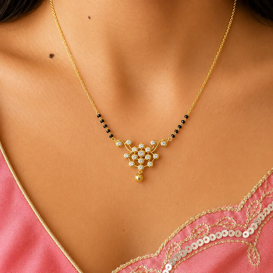 Roovi Tatva 925 Silver Mangalsutra for Women with American Diamond
