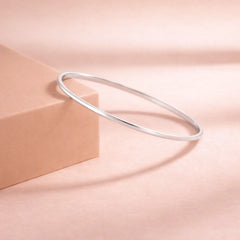 Roovi 925 Sterling Silver Bangle for Women (1 Pc) | Minimal Lightweight Daily Wear Classic Design