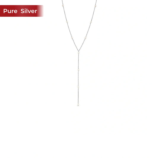925 Silver Pearl Lariat Y Necklace for Women | Minimal Drop Style Lightweight Daily Wear – Roovi