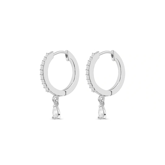 Essential Diamond Hoops in 925 Silver with American Diamond