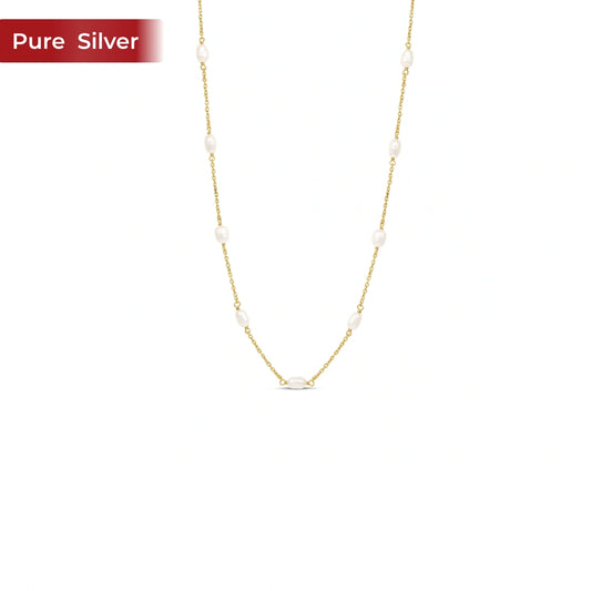 Roovi 925 Sterling Silver Pearl Necklace for Women | 22kt Gold Plated Minimal Elegant Occasion Wear