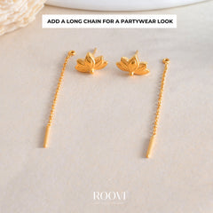 Roovi Lotus Dreams Gold Plated 2 in 1 Style Stud Earrings in 925 Silver