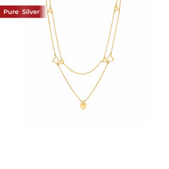 Roovi 925 Sterling Silver Multi Layer Heart Necklace for Women | Minimal Necklace