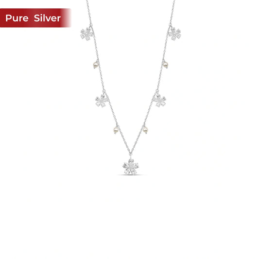 Roovi Floret Pearl Necklace in 925 Silver