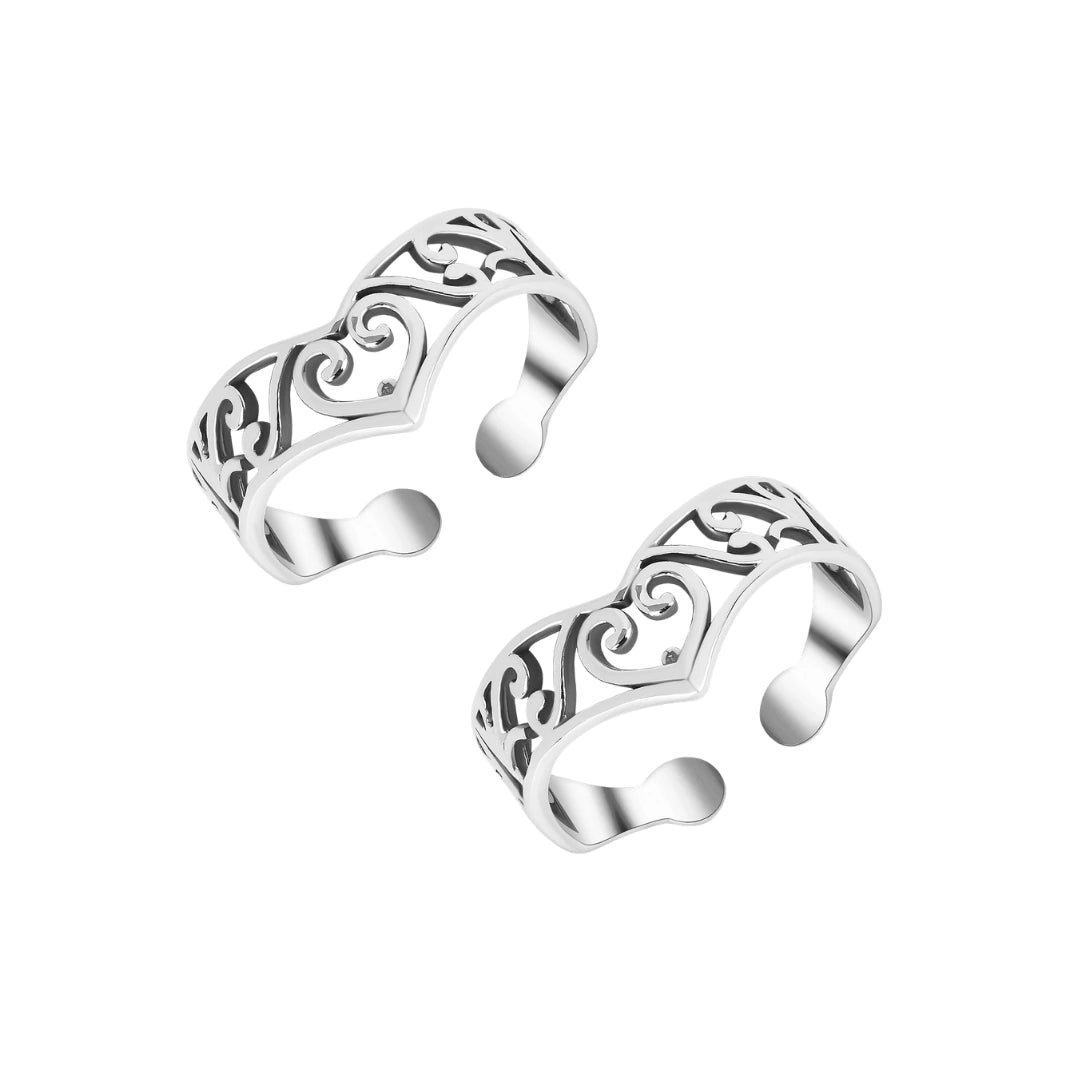Roovi 925 Silver Twisted Heart Daily Wear  Toe Ring For Women