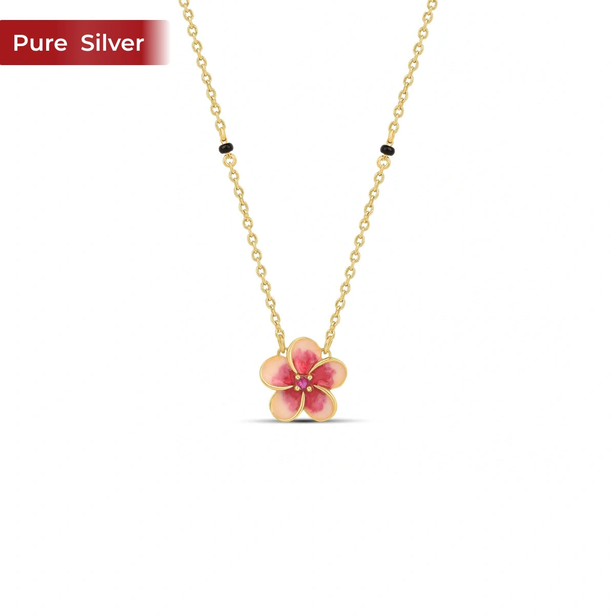 Roovi Petal Glow 925 Silver Mangalsutra with 22kt Gold Plating