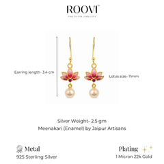 Lotus Grace 925 Silver Dangler Earrings with Meenakari