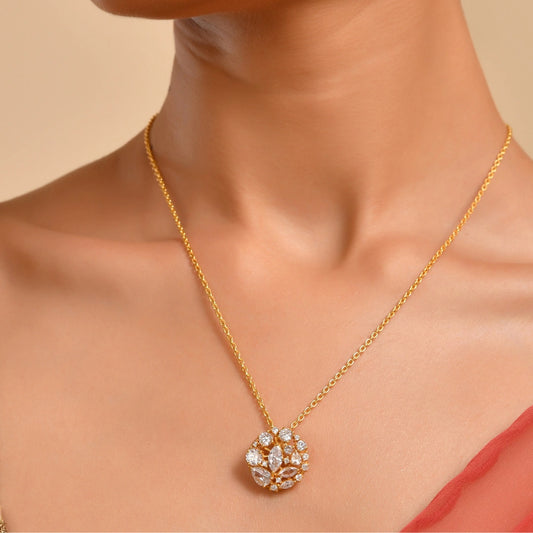 Myra 925 Silver American Diamond Party Pendant with Chain