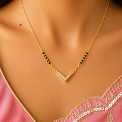 Roovi Veda Lab Diamond Mangalsutra in 18kt Gold Vermeil