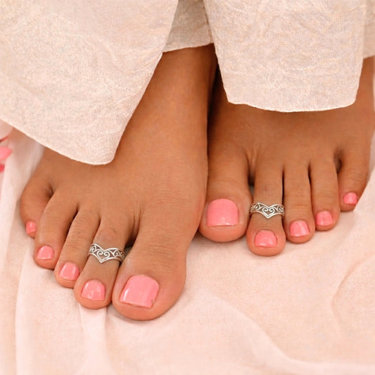 Twisted Heart 925 Silver Toe Ring For Women