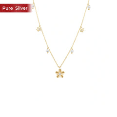 Roovi 925 Sterling Silver Gold Plated Pearl Flower Necklace for Women | Elegant Minimal Necklace