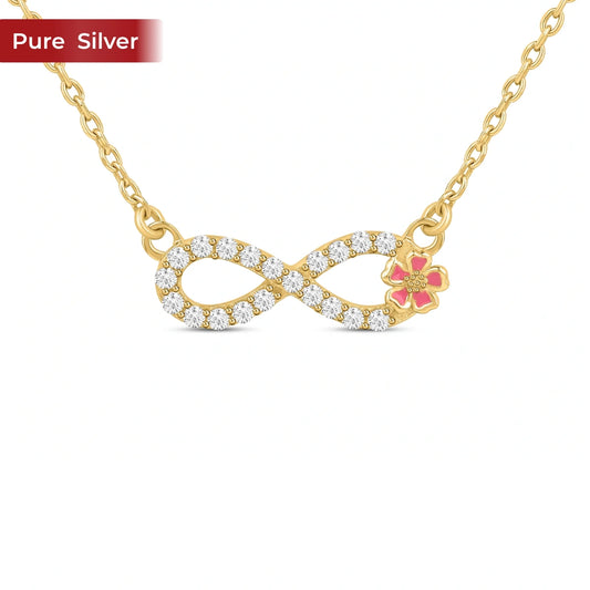 Roovi Infinity Flora 925 Sterling Silver Gold Plated Necklace for Women