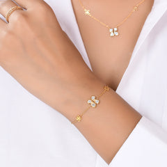 Order Butterfly Bracelet with Zircon and Gold Plating in 925 Pure Silver