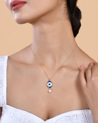 Shop 925 Pure Silver Evil Eye Necklace Featuring a Pearl