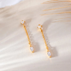 Purchase Roovi Shine Long Pearl Earrings in 925 Silver Gold Plating