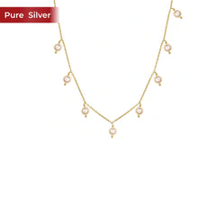 Roovi 925 Sterling Silver Gold Plated Pearl Dangle Necklace for Women | Elegant Minimal Occasion Wear Necklace
