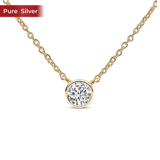 925 Silver Round AD Necklace for Women with Chain | Lightweight Minimal Daily Wear – Roovi