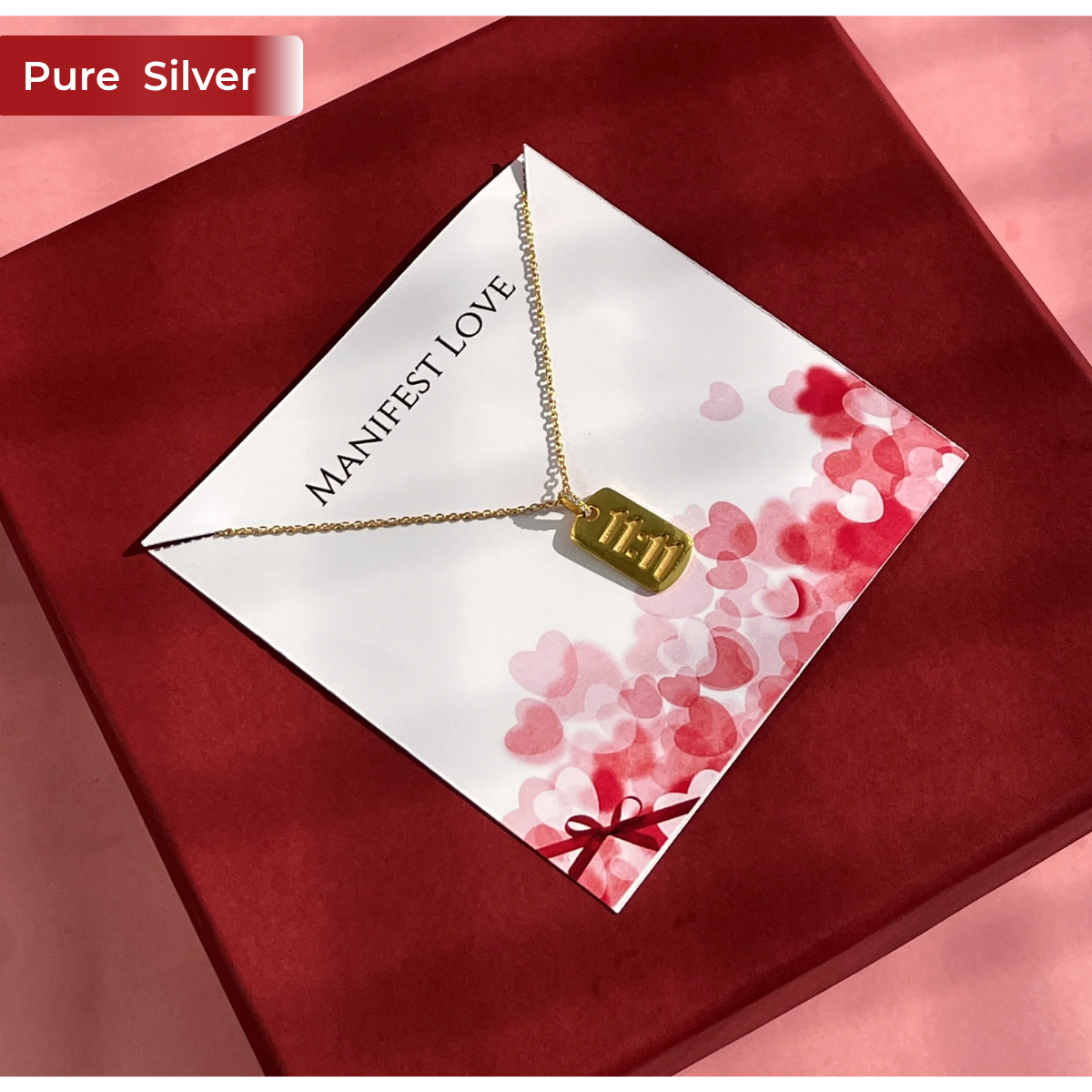 925 Silver 11:11 Manifest Pendant Necklace for Women | Gold Plated Chain Minimal Occasion Wear – Roovi