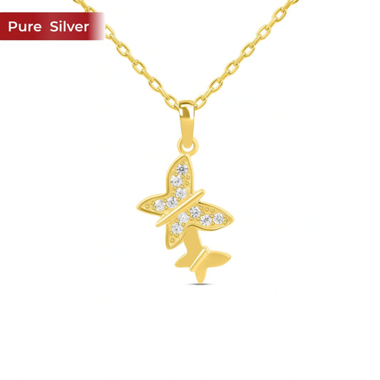 Roovi 925 Silver Butterfly Pendant Necklace with 22kt Gold Plated