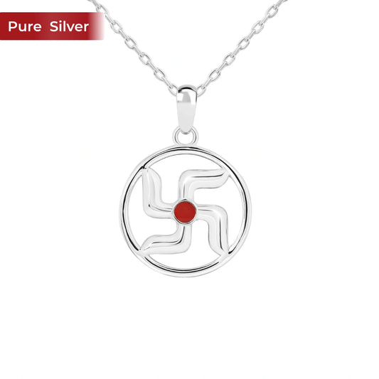 Roovi 925 Sterling Silver Swastik Pendant Necklace for Women | Spiritual Minimal Daily Wear (Chain Not Included)
