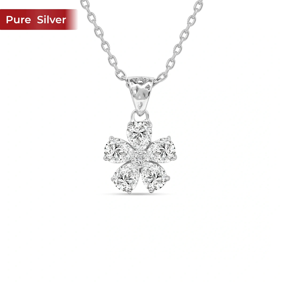 Roovi Floral Glow 925 Silver Pendant with Silver Chain