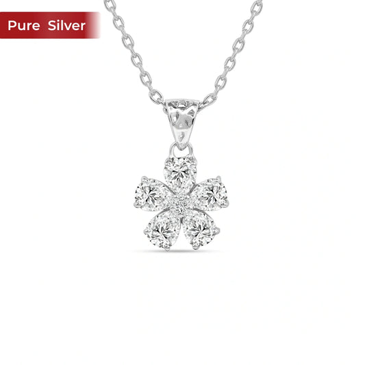 Roovi Floral Glow 925 Silver Pendant with Silver Chain