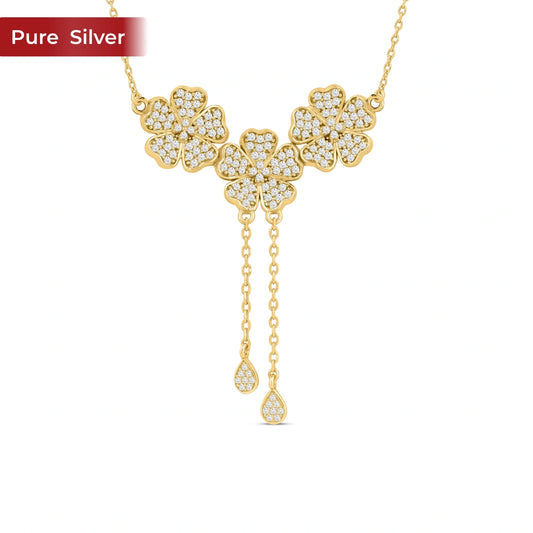 Roovi 925 Sterling Silver Flower Necklace for Women | Lightweight Minimal Party Wear Necklace