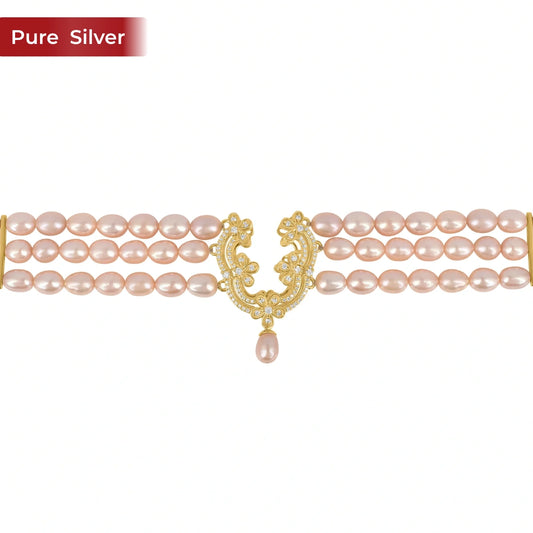 Roovi 925 Sterling Silver Pearl Choker Necklace for Women | Lightweight Minimal Party Wear