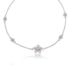 Shop 925 Silver Floral Drama Anklet Set (2 Pieces)