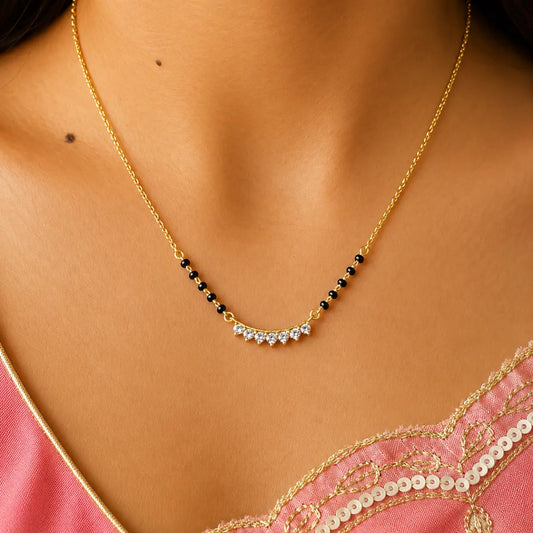Roovi Ira Fine Lab Diamond Mangalsutra in 18kt Gold Vermeil
