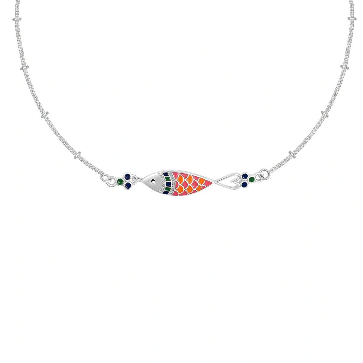 Madhubani Maach 925 Silver Anklet for Women I 2 Pc